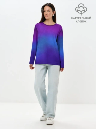Лонгслив женский. Хлопок / Leather gradient