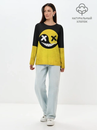 Лонгслив женский. Хлопок / Smile yin and yang