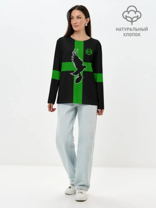 Лонгслив женский. Хлопок / Hollywood Undead заеленный крест