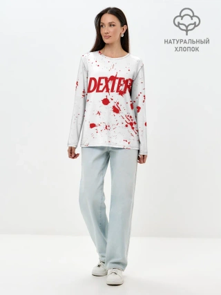 Лонгслив женский. Хлопок / Dexter logo Декстер брызги крови