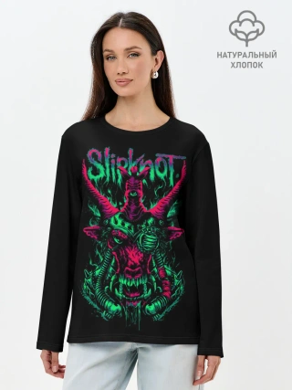 Лонгслив женский. Хлопок / Slipknot криповый козел