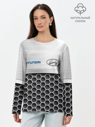 Лонгслив женский. Хлопок / Hyundai | Стальная решетка