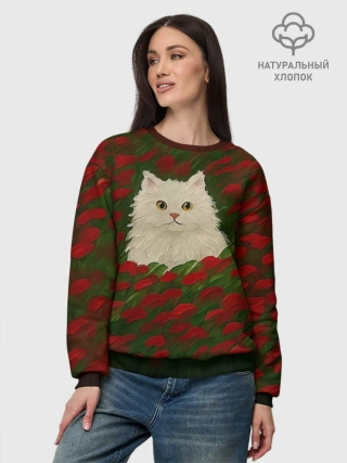 Свитшот женский базовый из хлопка / CatRedGreen53637