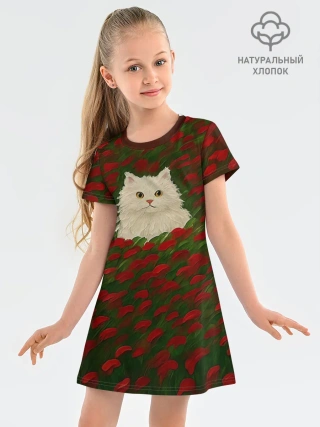 Платье детское из хлопка / CatRedGreen53637