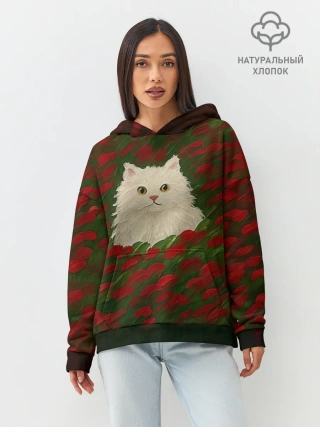 Худи женский оверсайз хлопок / CatRedGreen53637