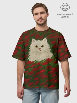 Футболка мужская оверсайз из хлопка / CatRedGreen53637