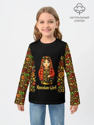Лонгслив детский из хлопка / Russian girl