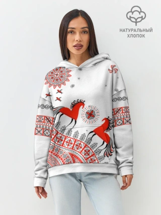 Худи женский оверсайз хлопок / MezenHorse w