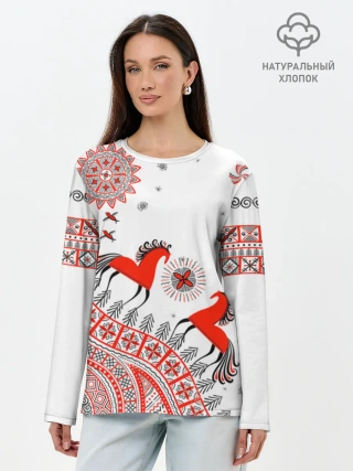 Лонгслив женский. Хлопок / MezenHorse w
