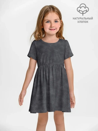 Платье детское отрезное из хлопка / Варёнка dark grey