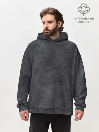 Худи мужское оверсайз из хлопка / Варёнка dark grey