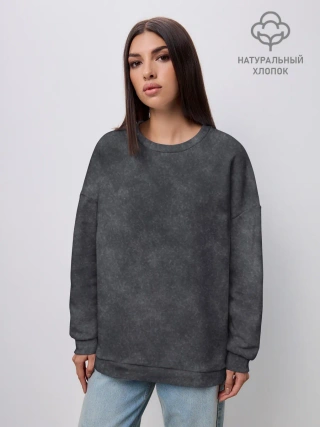 Свитшот женский оверсайз из хлопка / Варёнка dark grey