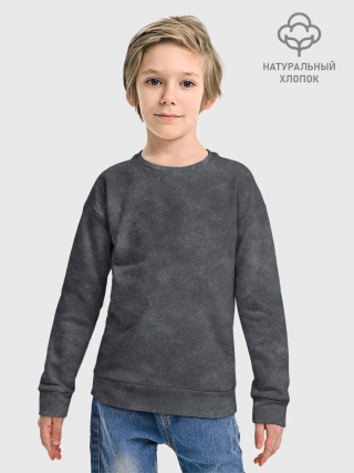 Свитшот детский из хлопка / Варёнка dark grey
