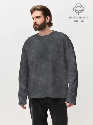 Мужской лонгслив оверсайз хлопок / Варёнка dark grey