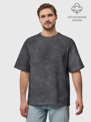 Футболка мужская оверсайз из хлопка / Варёнка dark grey
