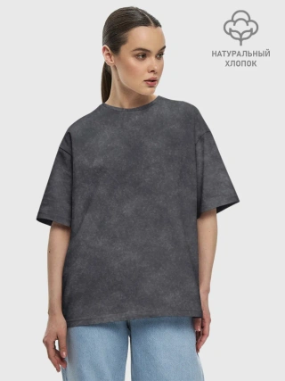 Футболка женская оверсайз из премиум-хлопка / Варёнка dark grey