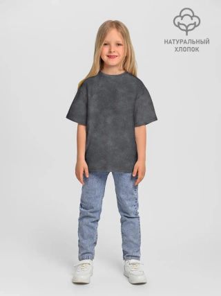 Футболка детская оверсайз из хлопка / Варёнка dark grey