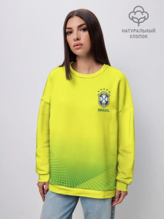 Свитшот женский оверсайз из хлопка / Football Бразилия