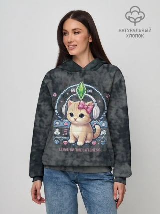 Худи женское базовое из хлопка / Я Звезда Ютуб Уу Ага Котик