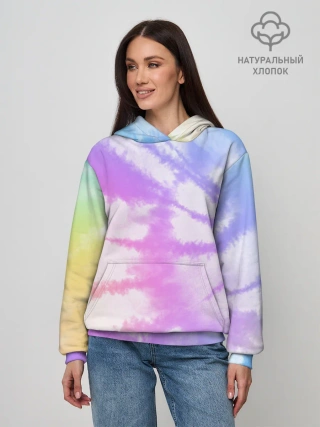 Худи женский база хлопок / TieDye Rainbow