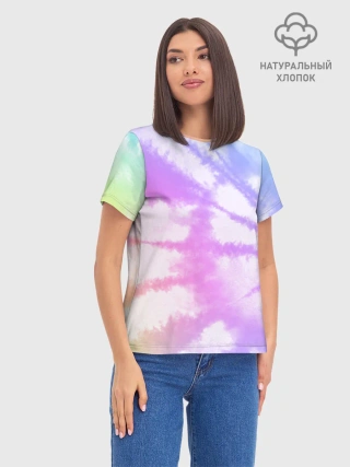 Женская базовая футболка хлопок / TieDye Rainbow