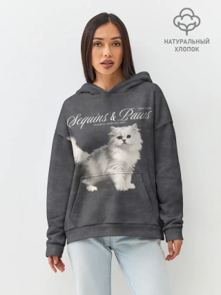Худи женский оверсайз хлопок / Котёнок new look