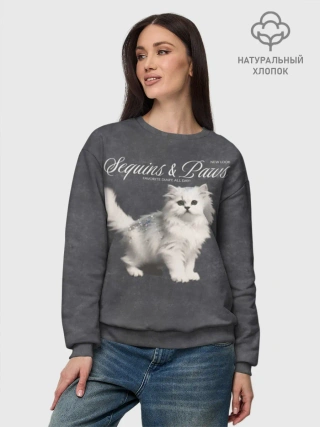Свитшот женский базовый из хлопка / Котёнок new look