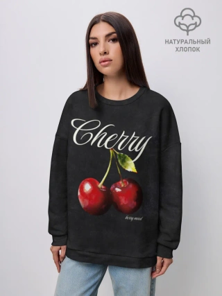 Свитшот женский оверсайз из хлопка / Cherry