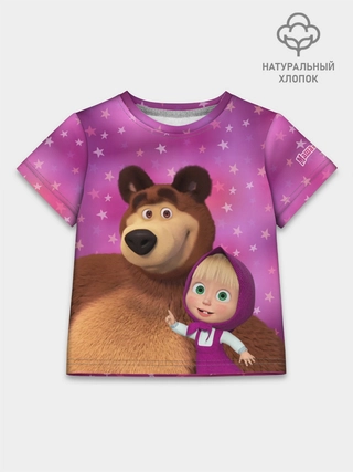 Футболка детская базовая из хлопка / Маша и Медведь MashaBear