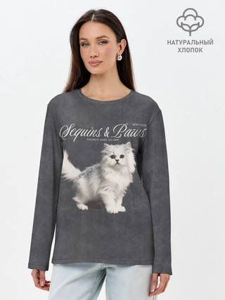 Лонгслив женский из хлопка / Котик
