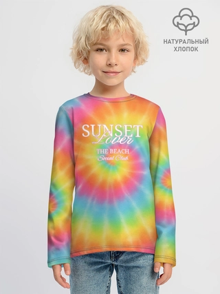 Лонгслив детский из хлопка / Тай-Дай Sunset