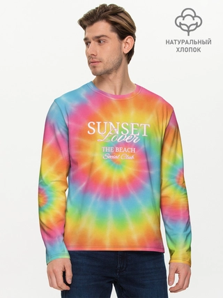 Лонгслив мужской из хлопка / Тай-Дай Sunset