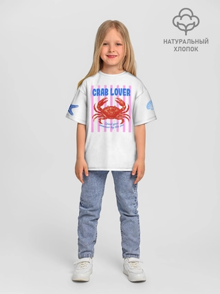 Футболка детская оверсайз из хлопка / Crab lover