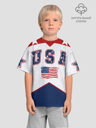 Футболка детская оверсайз из хлопка / USA Stars Graphic
