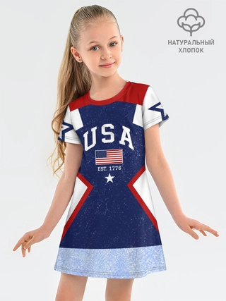 Платье детское из хлопка / USA BlueWhite