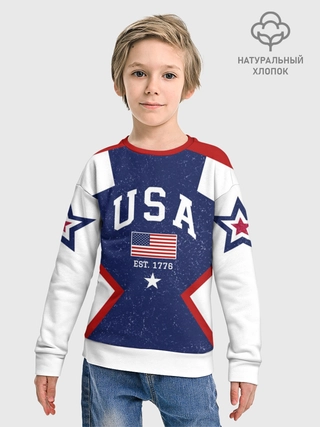 Свитшот детский из хлопка / USA BlueWhite