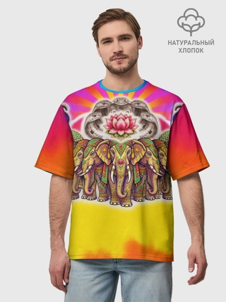 Футболка мужская оверсайз из хлопка / Elephants